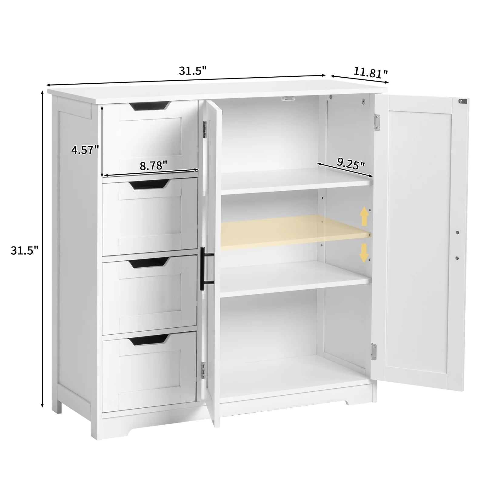 Ktaxon Wooden Bathroom Floor Cabinet with 4 Drawers & 1 Cupboard for Living Room Entryway, White - Product image 4