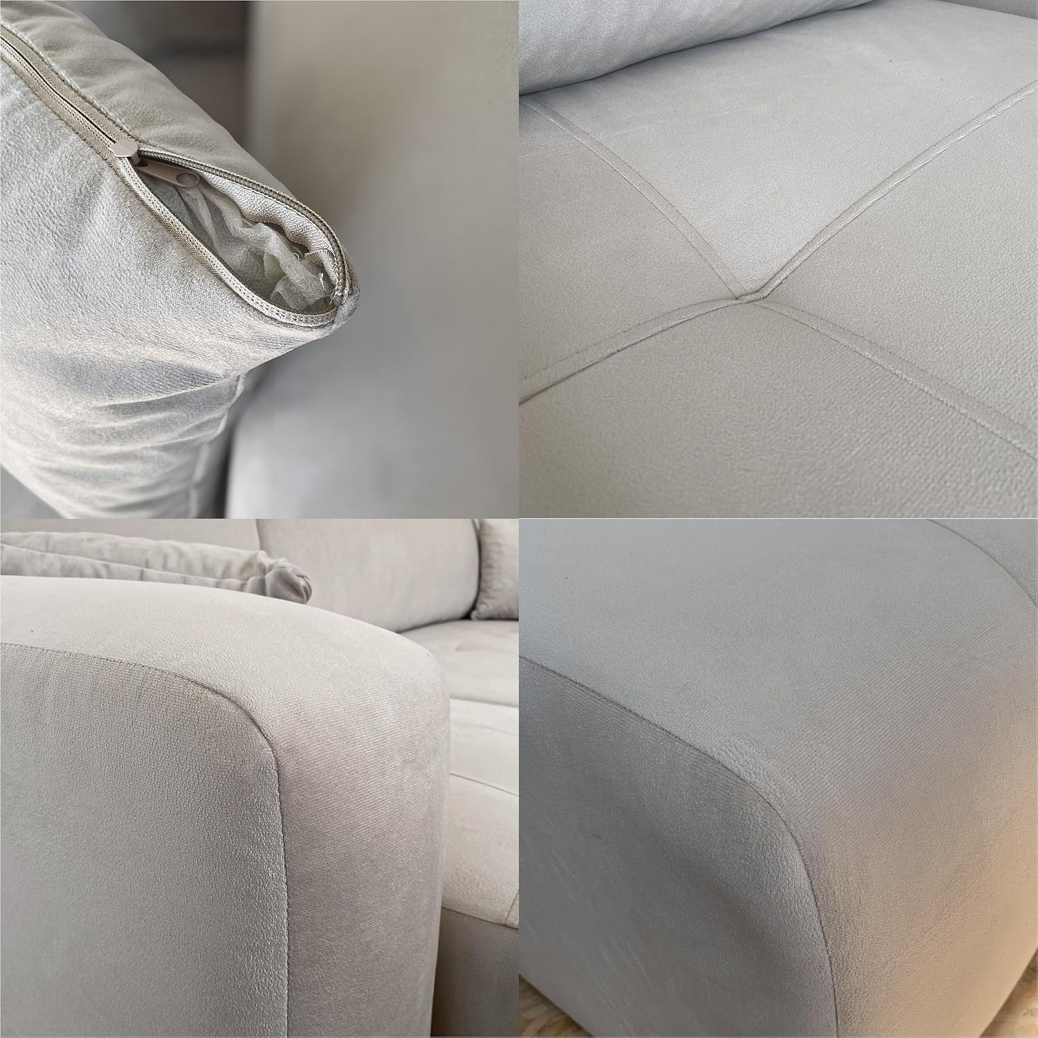GREKPOL Convertible Corner Sofa 145x248 Left or Right - Beige 3-Seater Convertible Sofa with Storage Space