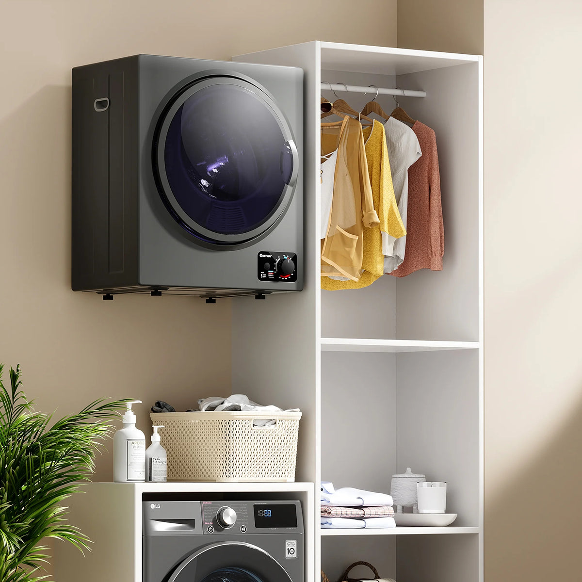 Costway Electric Tumble Compact Laundry Dryer Stainless Steel Wall Mounted 1.5 Cu .ft - Product image 5