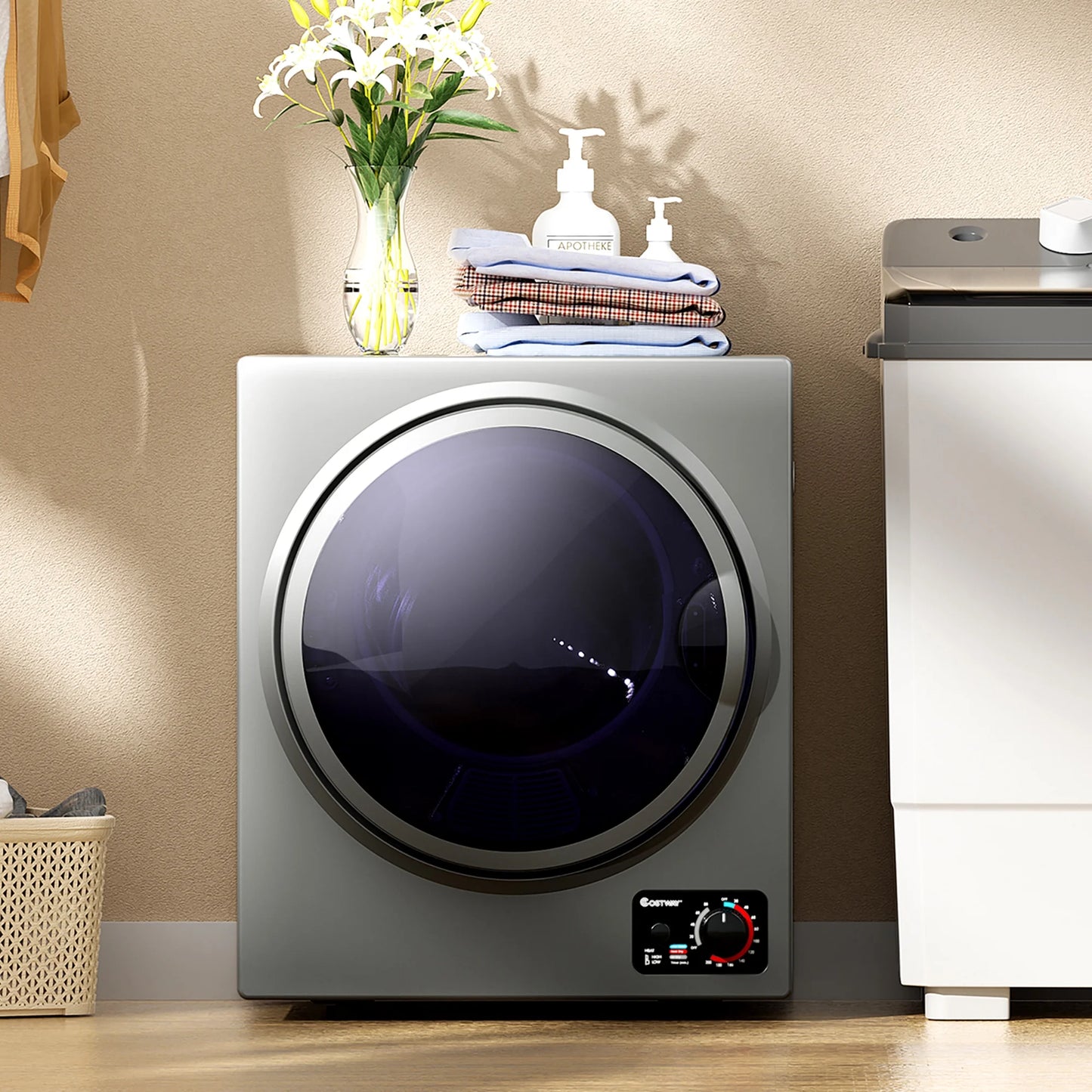 Costway Electric Tumble Compact Laundry Dryer Stainless Steel Wall Mounted 1.5 Cu .ft - Product image 2