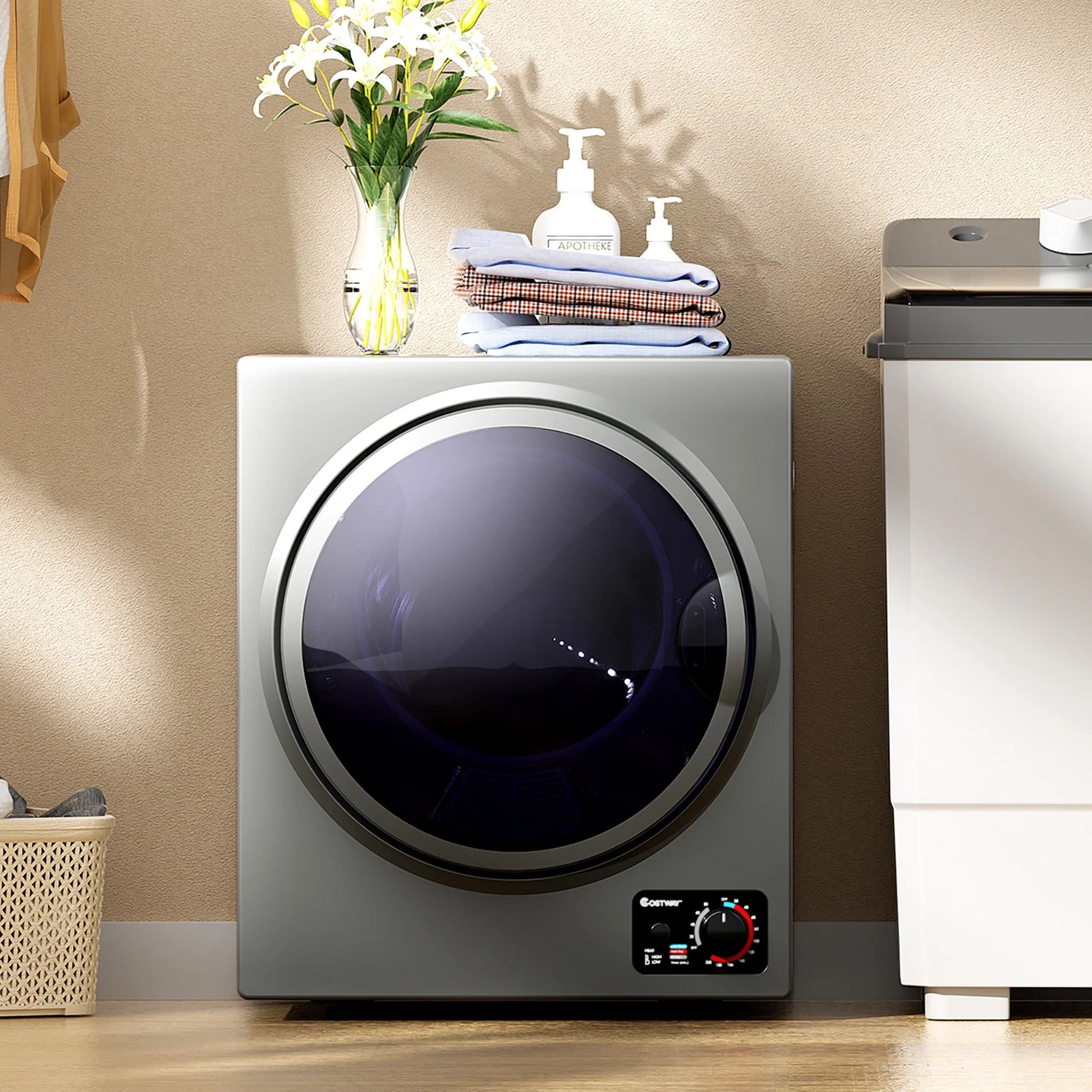 Costway Electric Tumble Compact Laundry Dryer Stainless Steel Wall Mounted 1.5 Cu .ft - Product image 2