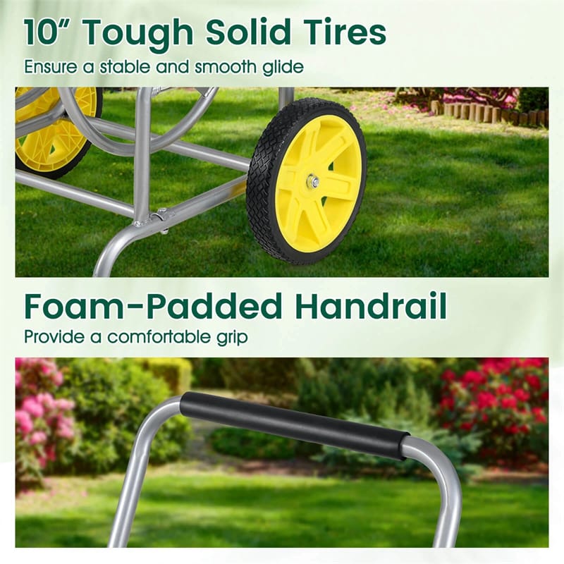 Garden Hose Reel Cart Holds 230FT of 5/8" Hose, Heavy-Duty Hose Cart with 2 Wheels & Storage Basket - Product image 28