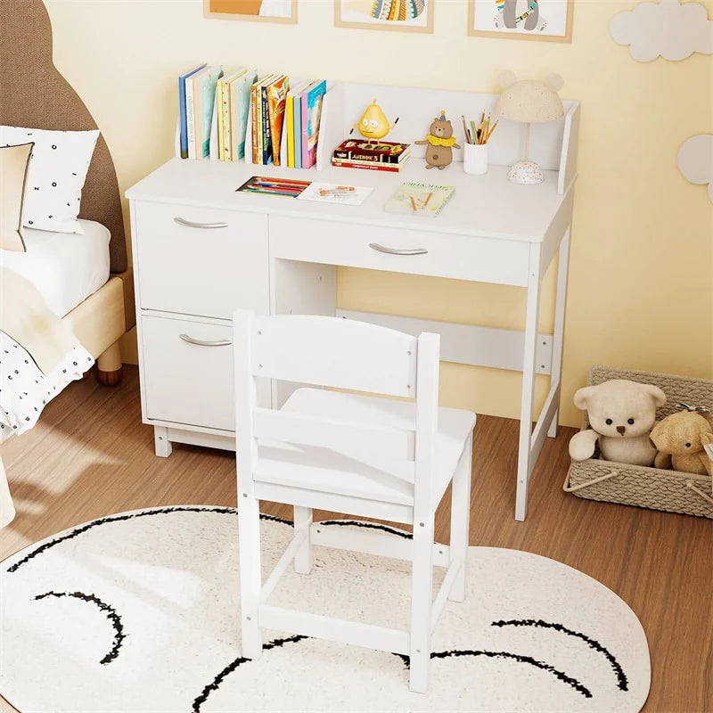 Wooden Kids Desk and Chair Set with Hutch, Storage Drawer & Cabinet - Product image 13