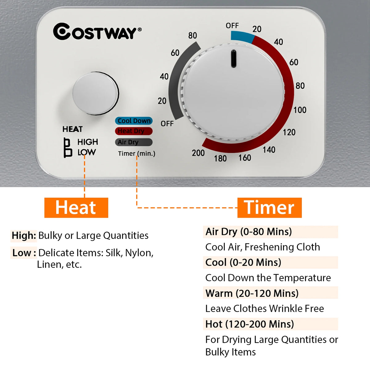 Costway Electric Tumble Compact Laundry Dryer Stainless Steel Wall Mounted 1.5 Cu .ft - Product image 18