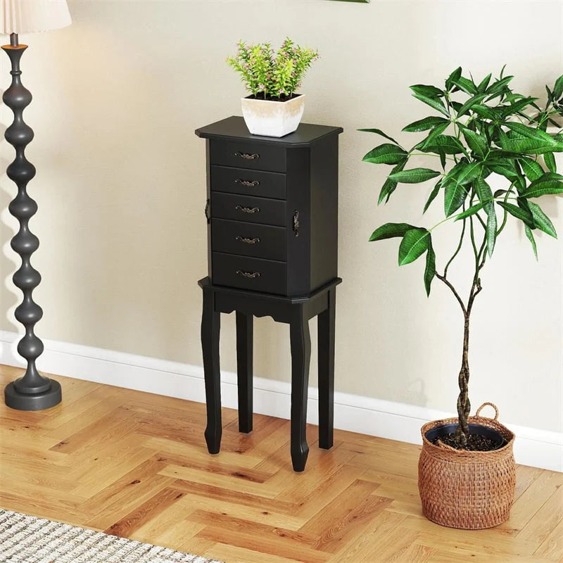 Standing Jewelry Armoire Cabinet with Flip Top Mirror, 4 Drawers, 2 Side Doors & Necklace Hooks - Product image 21