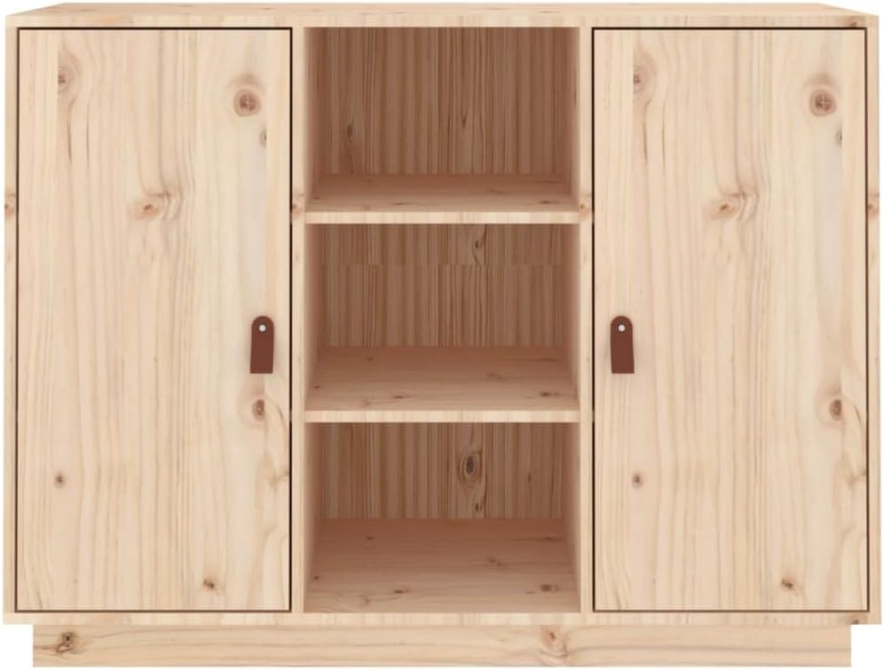 vidaXL Sideboard, Side Cabinet with Compartment, Cupboard with Door, Living Room Storage Unit, Modern, Brown Solid Pine Wood