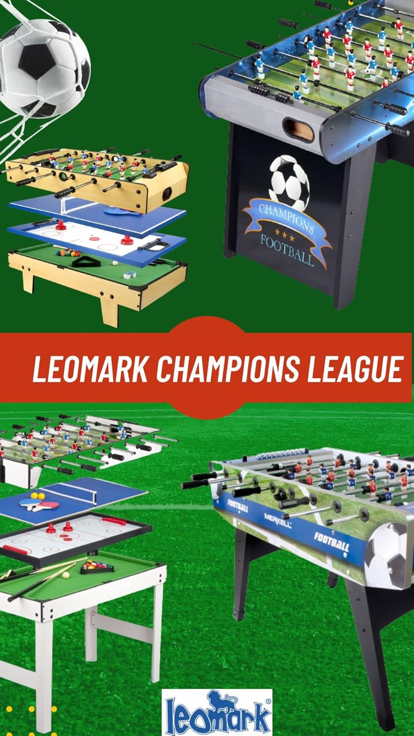 Leomark Table 4 Games in 1 - Billiards, foosball, Table Hockey and Ping-Pong Multifunction Playing Table Multigame table Dim: 120 x 61 x 82 (Height) cm