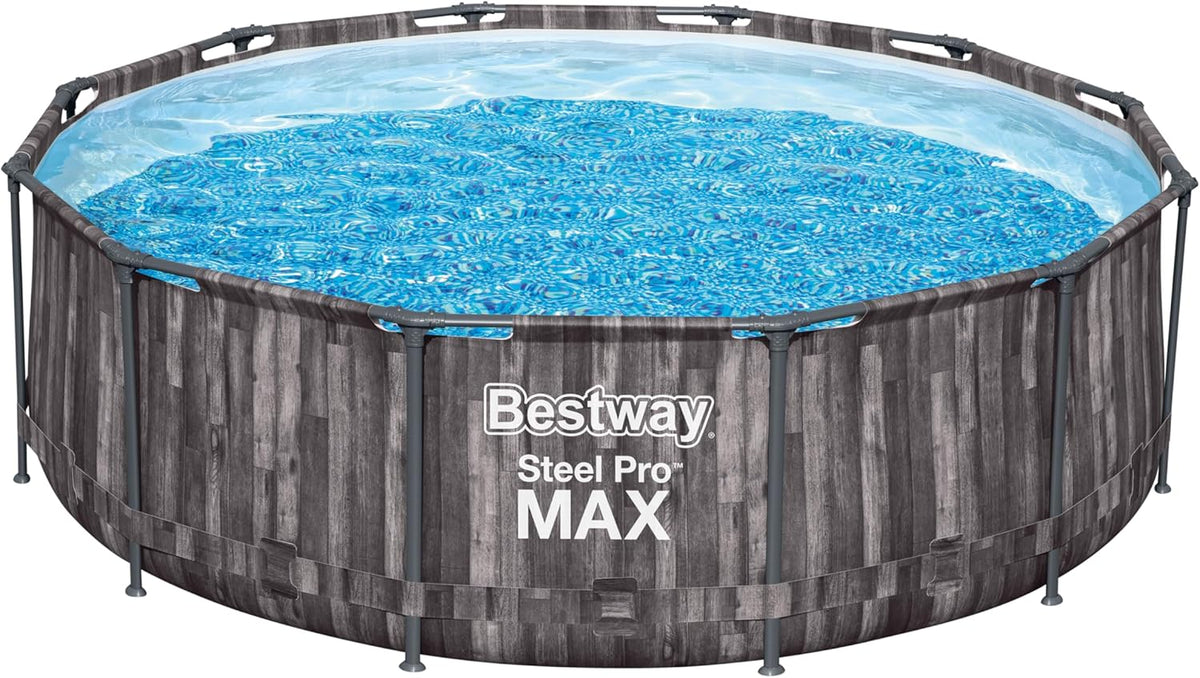 FORNOR 56141 Swimming Pool + Bomb Filter 366 x H 100 cm, Wood Effect