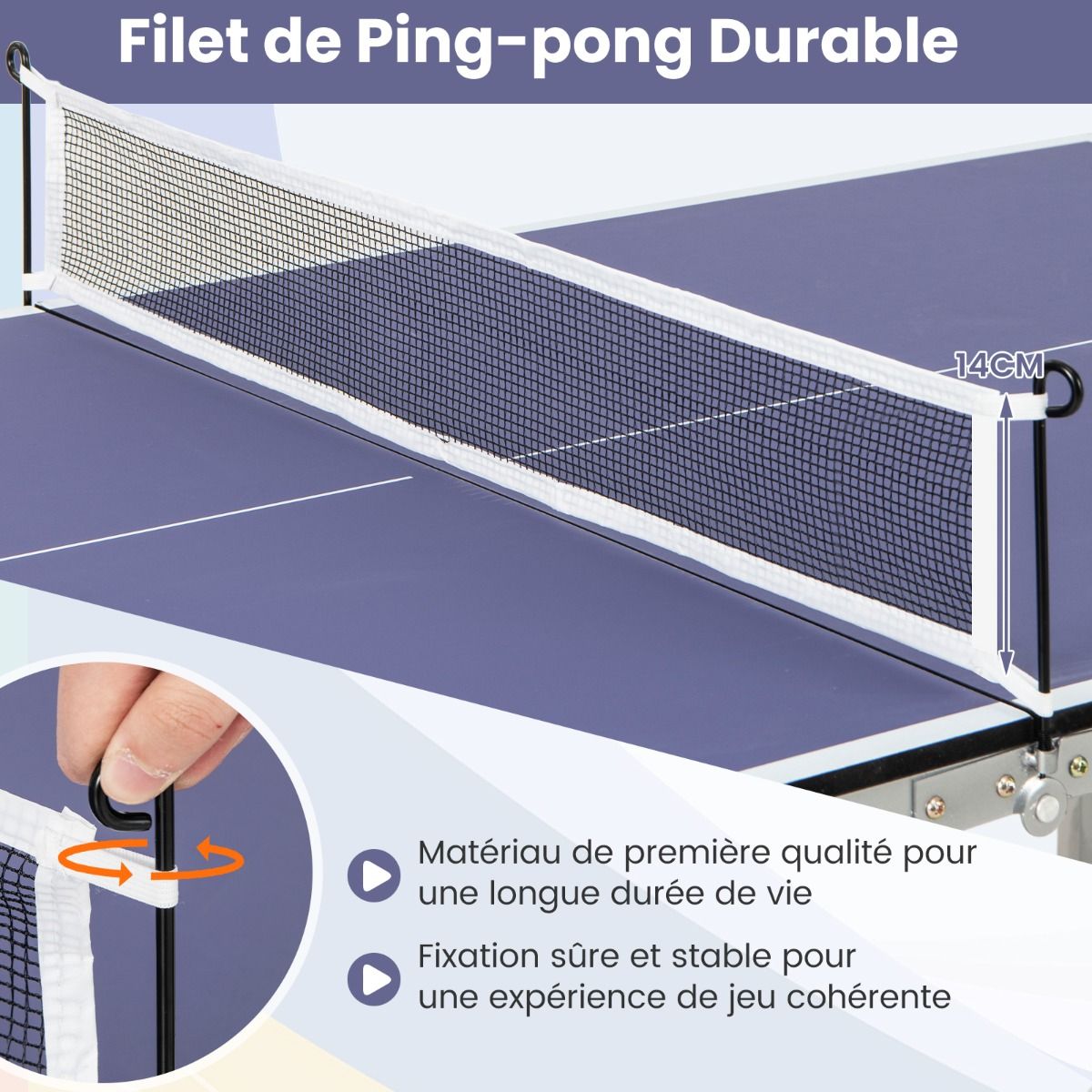 Space Saving Foldable Ping Pong Table with Table Tennis Net with 2 Rackets 3 Balls Adjustable Feet 180 x 90 x 76 cm -