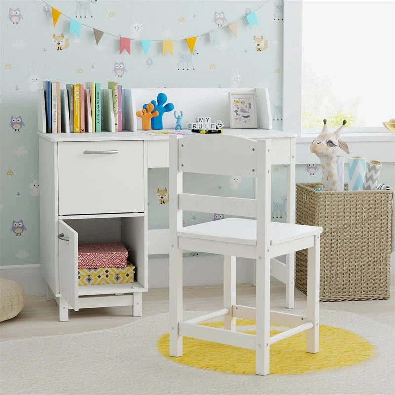 Wooden Kids Desk and Chair Set with Hutch, Storage Drawer & Cabinet - Product image 11
