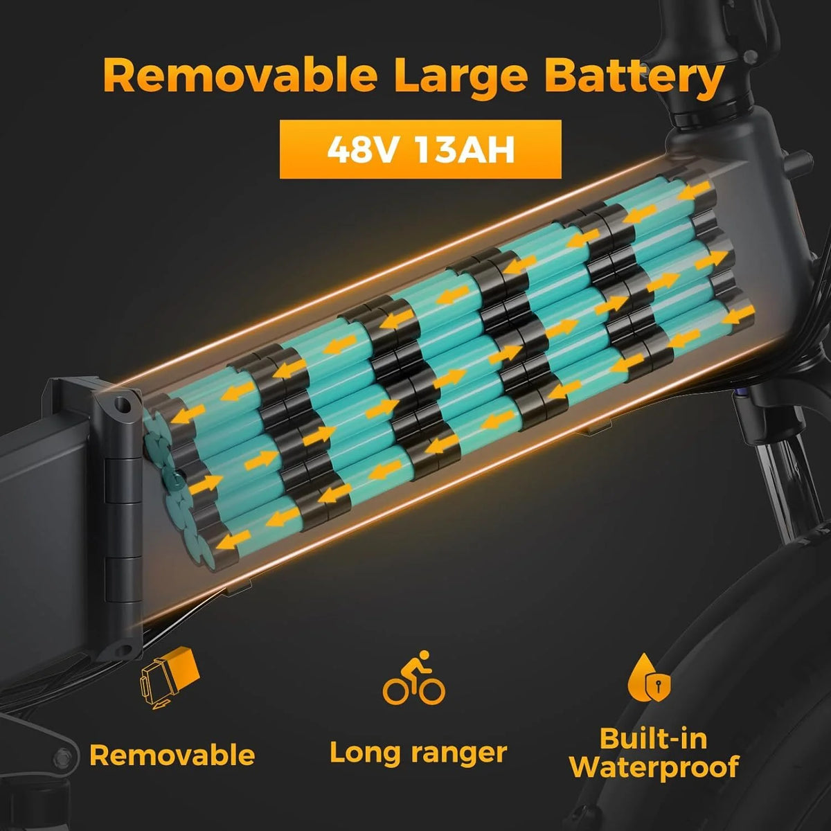 Jasion X - Hunter Electric Bike for Adults, 750W Motor Electric Bicycle with 48V 13AH Removable Battery - Product image 4