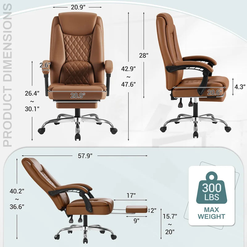 Homall Home Office Chair Adjustable Executive Leather Chair with Arms Ergonomic High Back Cushion Lumbar - Product image 21