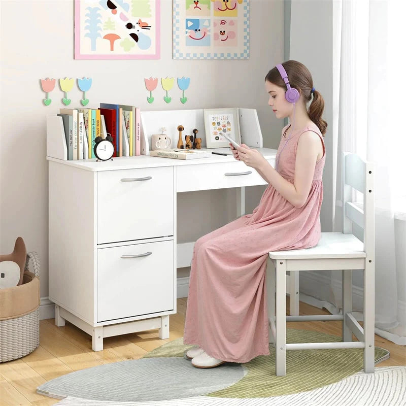 Wooden Kids Desk and Chair Set with Hutch, Storage Drawer & Cabinet - Product image 19