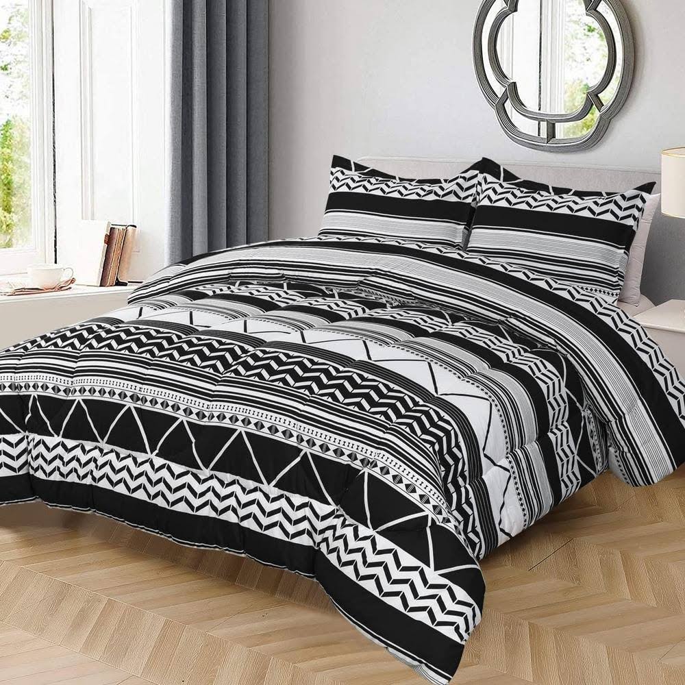 Shatex 3-Piece Gray All Season Bedding King Size Comforter Set, Ultra Soft Polyester Elegant Bedding - Product image 1