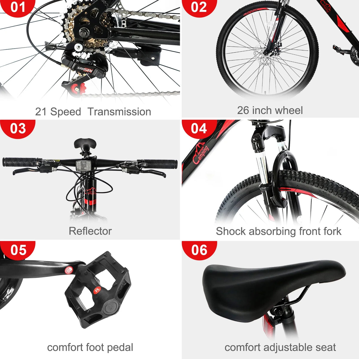 26 in 21 Speed explorer Red Black Mountain Bike - Product image 3