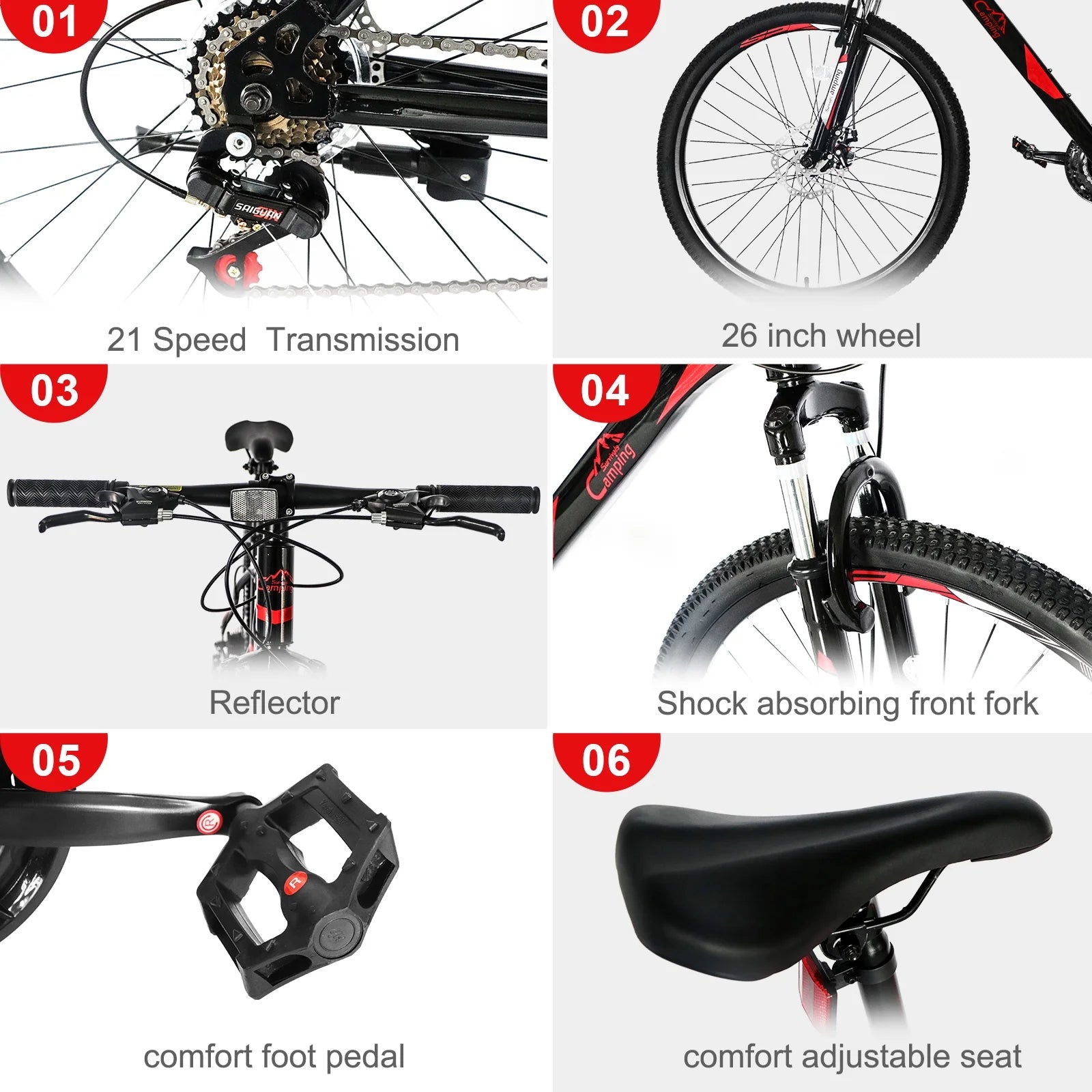 26 in 21 Speed explorer Red Black Mountain Bike - Product image 3