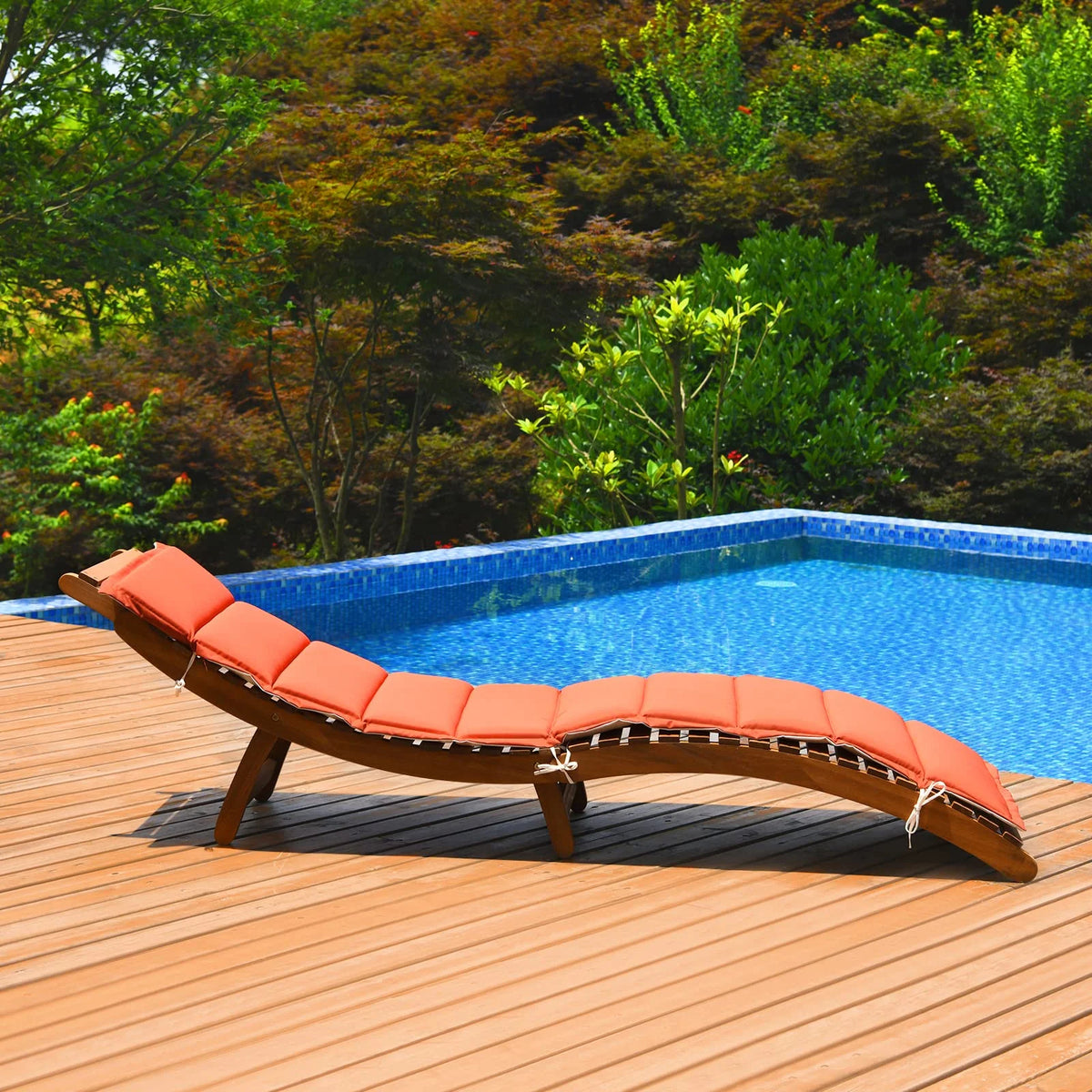 Tangkula Folding Patio Lounge Chair, Solid Eucalyptus Wood Sun Lounger Chair - Product image 4