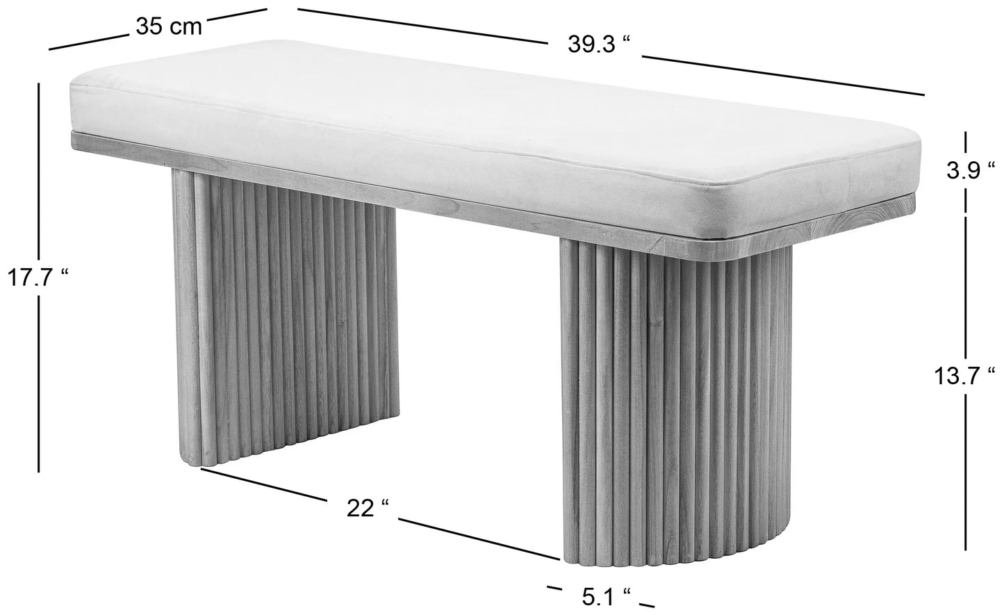 Solid Wood and Beige Velvet Bench Exotic Boho Entryway - Product image 8