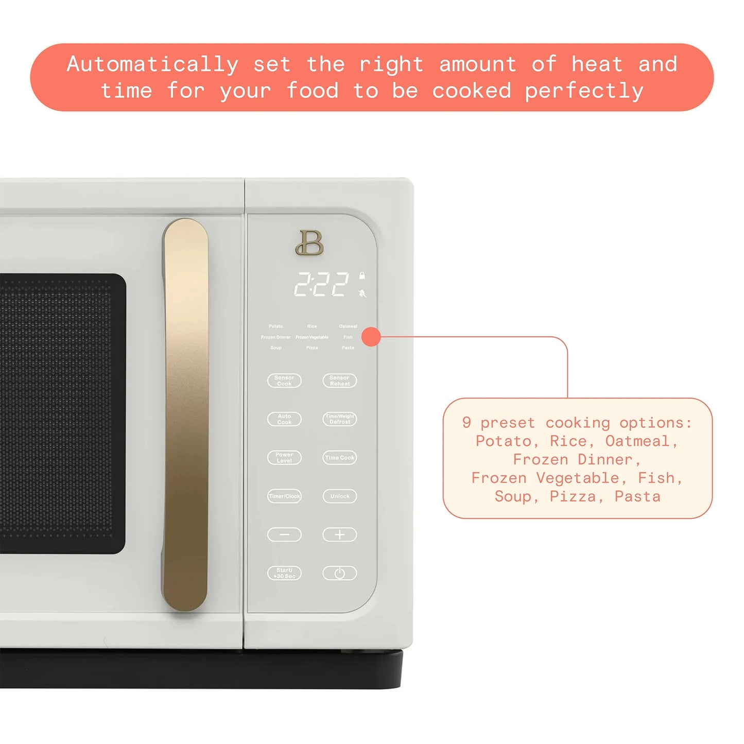 Beautiful 1.1 cu ft 1000 Watt, Sensor Microwave Oven, White Icing by Drew Barrymore, New - Product image 11