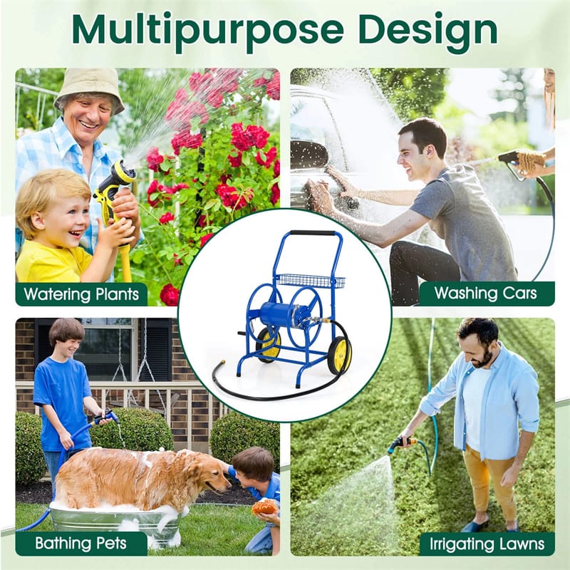 Garden Hose Reel Cart Holds 230FT of 5/8" Hose, Heavy-Duty Hose Cart with 2 Wheels & Storage Basket - Product image 19