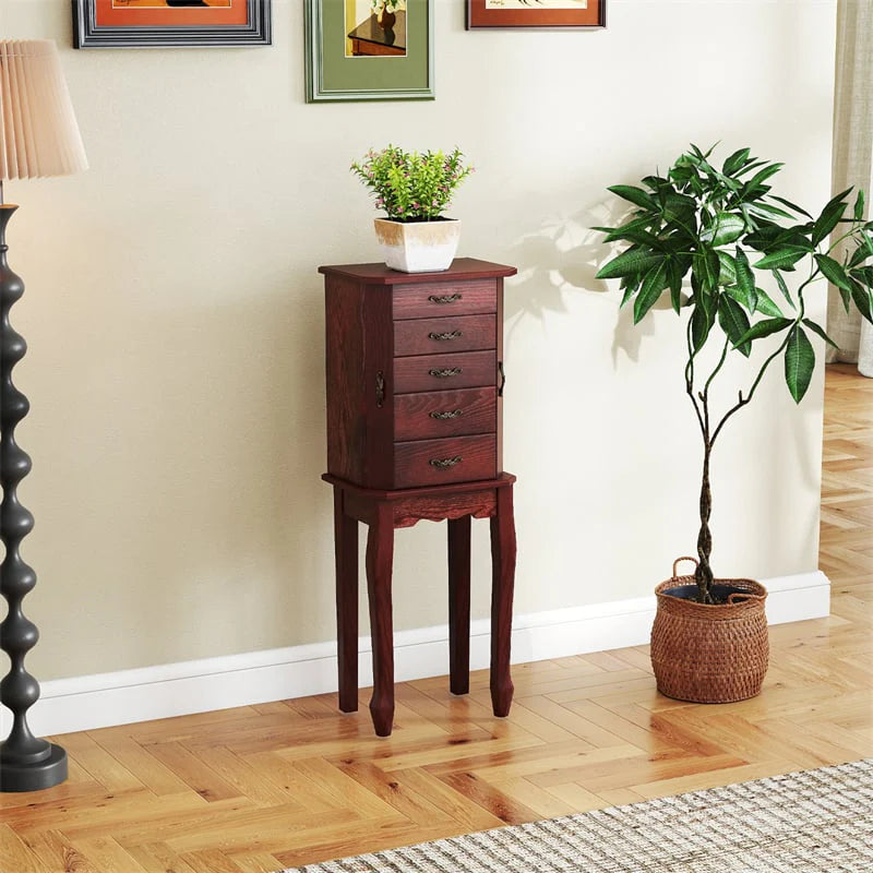 Standing Jewelry Armoire Cabinet with Flip Top Mirror, 4 Drawers, 2 Side Doors & Necklace Hooks - Product image 3