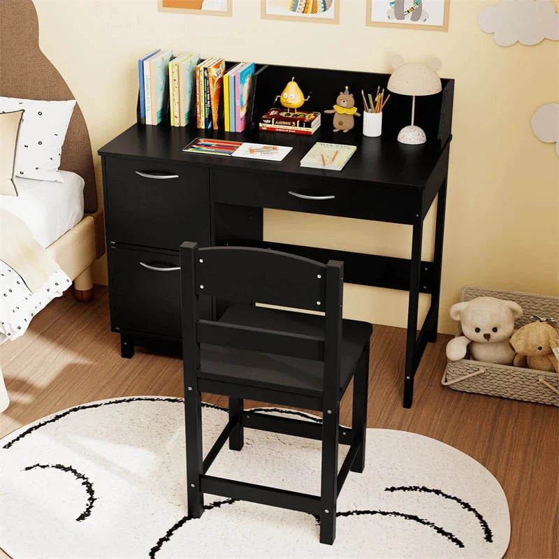 Wooden Kids Desk and Chair Set with Hutch, Storage Drawer & Cabinet - Product image 2