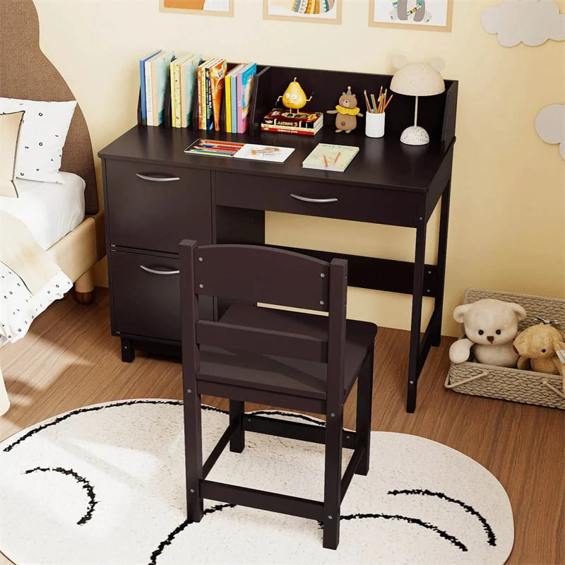 Wooden Kids Desk and Chair Set with Hutch, Storage Drawer & Cabinet - Product image 22