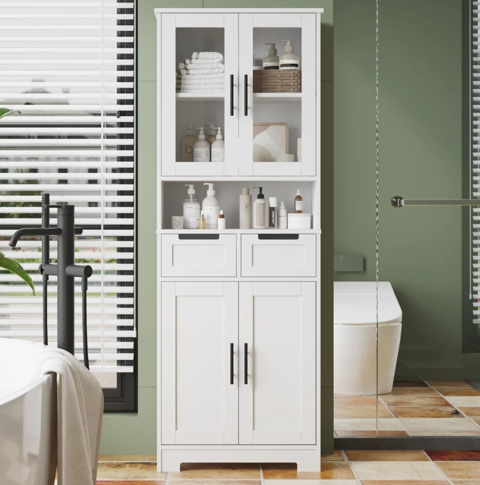 Ktaxon Wooden Bathroom Floor Cabinet with 4 Drawers & 1 Cupboard for Living Room Entryway, White - Product image 16