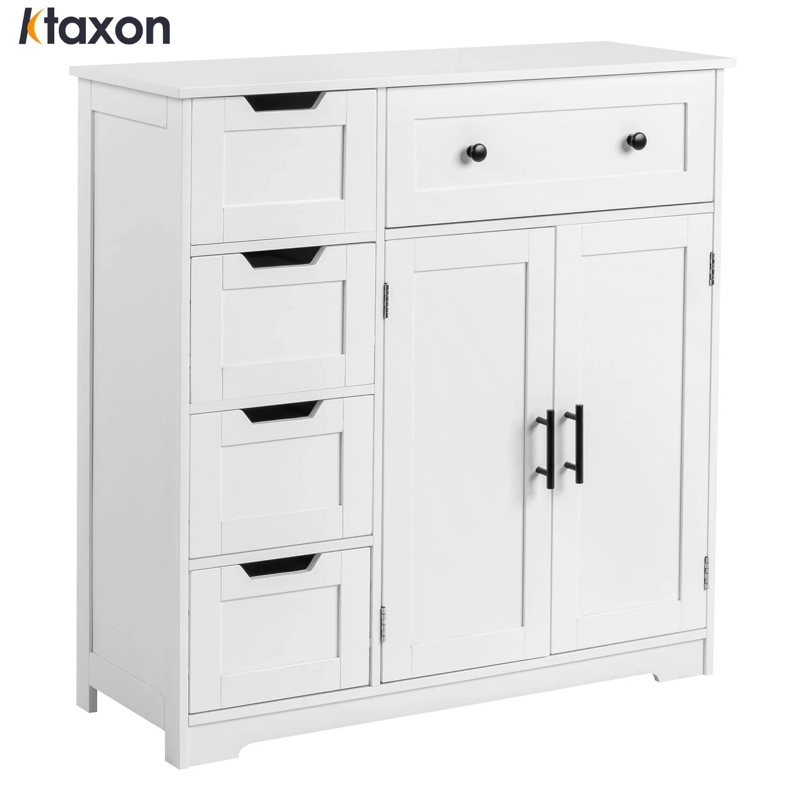 Ktaxon Wooden Bathroom Floor Cabinet with 4 Drawers & 1 Cupboard for Living Room Entryway, White - Product image 30