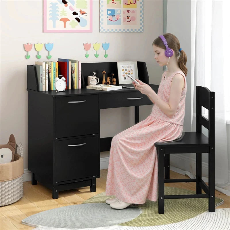 Wooden Kids Desk and Chair Set with Hutch, Storage Drawer & Cabinet - Product image 10