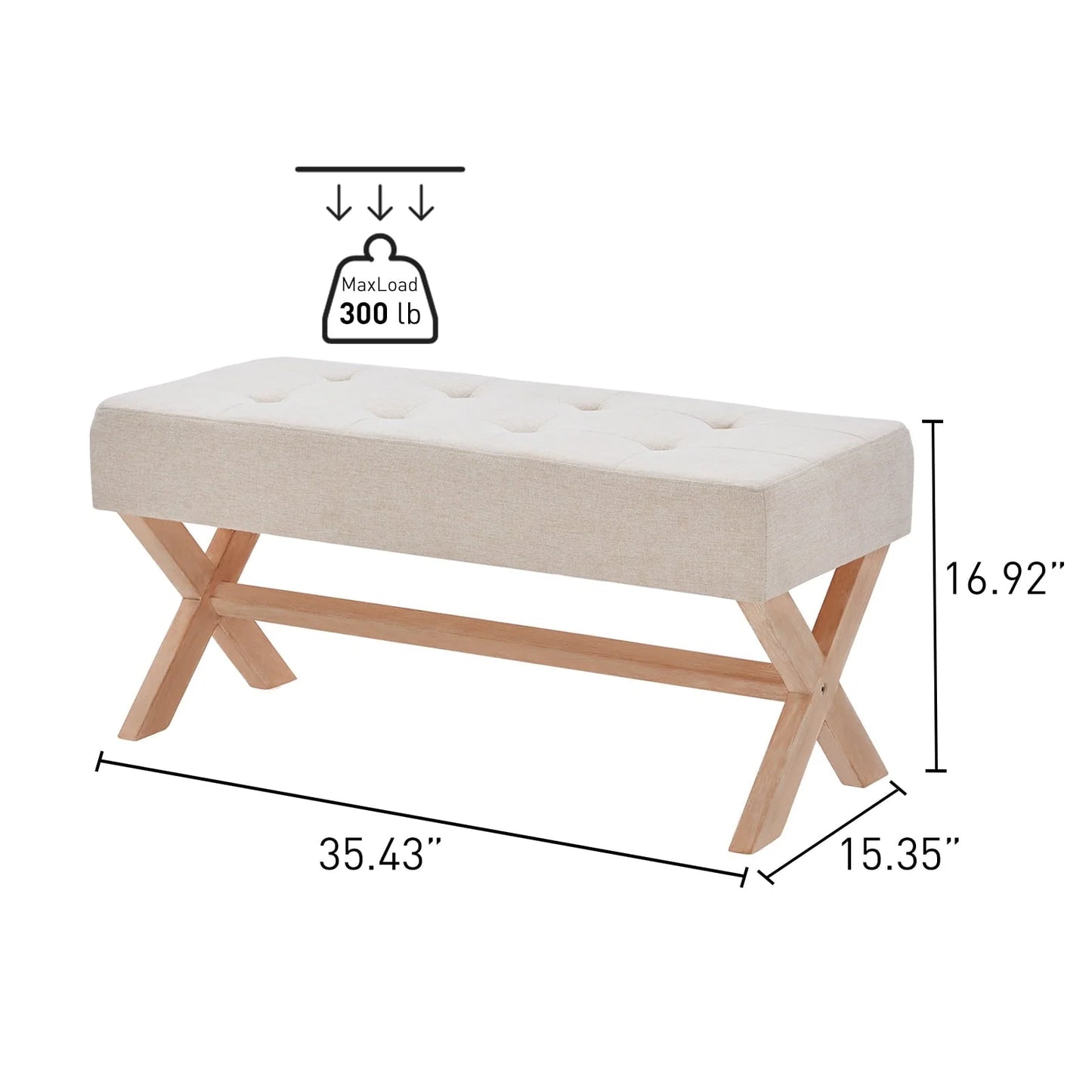 HUIMO Bedroom Bench, 35" Upholstered Entryway Bench & Dining Bench - Product image 14