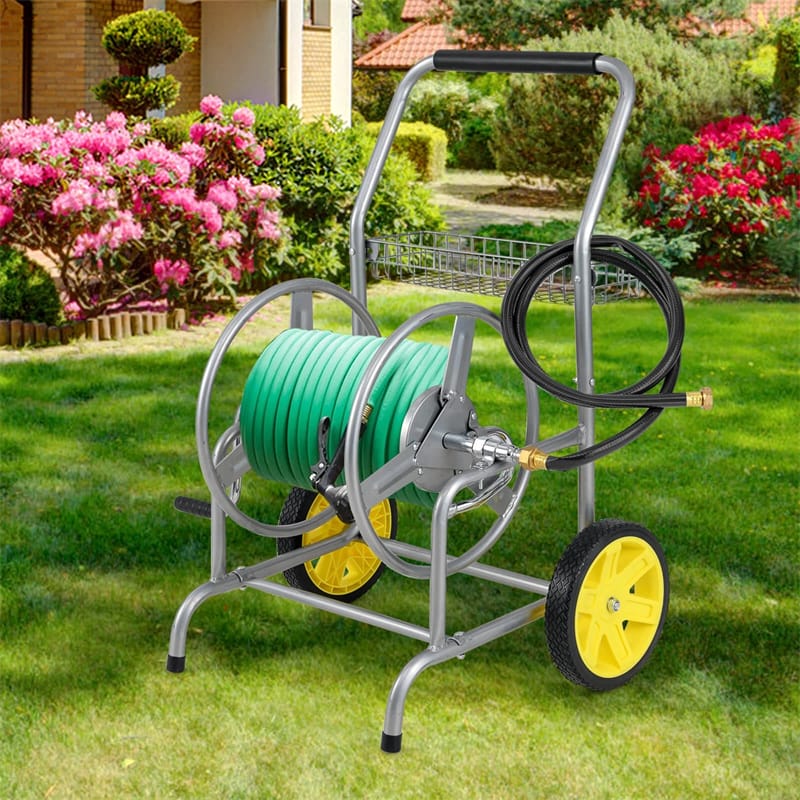Garden Hose Reel Cart Holds 230FT of 5/8" Hose, Heavy-Duty Hose Cart with 2 Wheels & Storage Basket - Product image 23