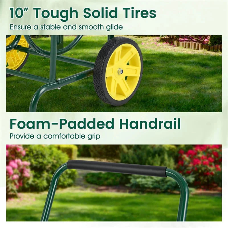 Garden Hose Reel Cart Holds 230FT of 5/8" Hose, Heavy-Duty Hose Cart with 2 Wheels & Storage Basket - Product image 6