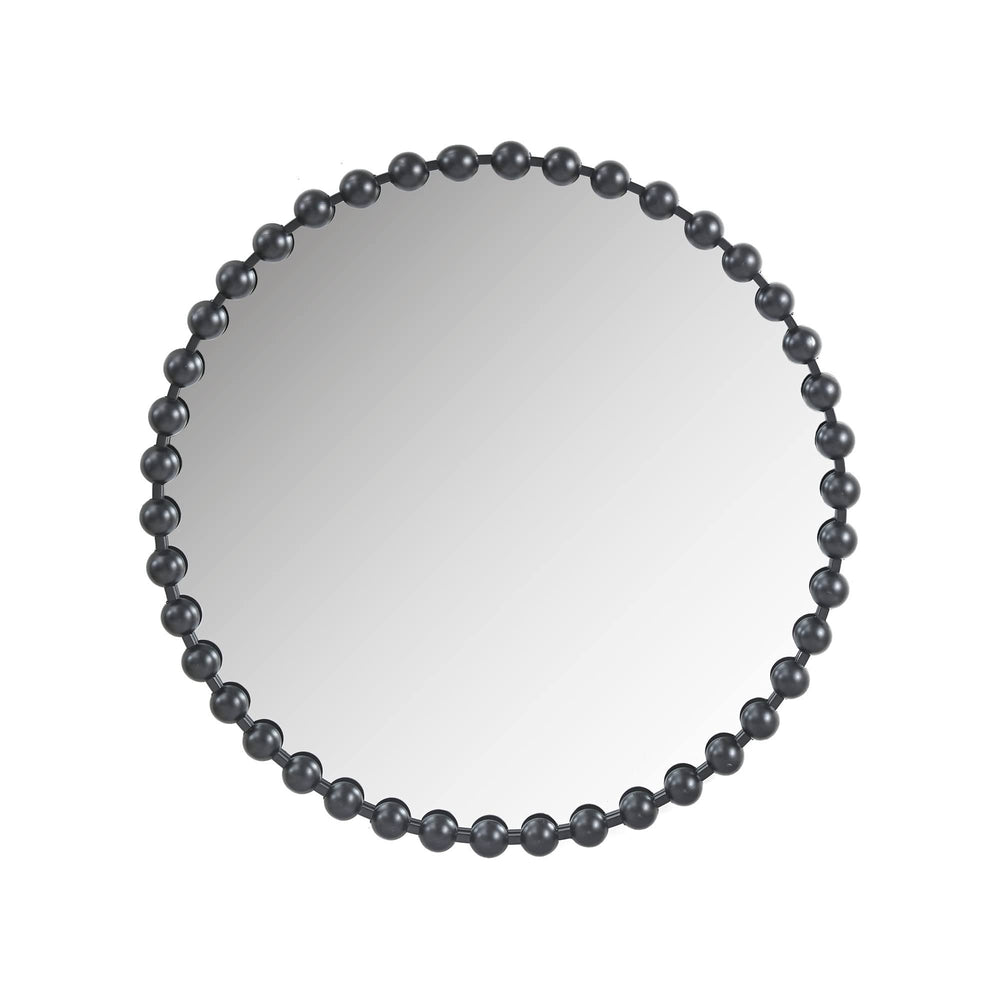 Marlowe Beaded Round Wall Mirror 36"D - Black - Madison Park Signature