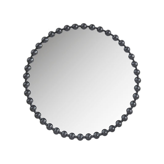 Marlowe Beaded Round Wall Mirror 36"D - Black - Madison Park Signature