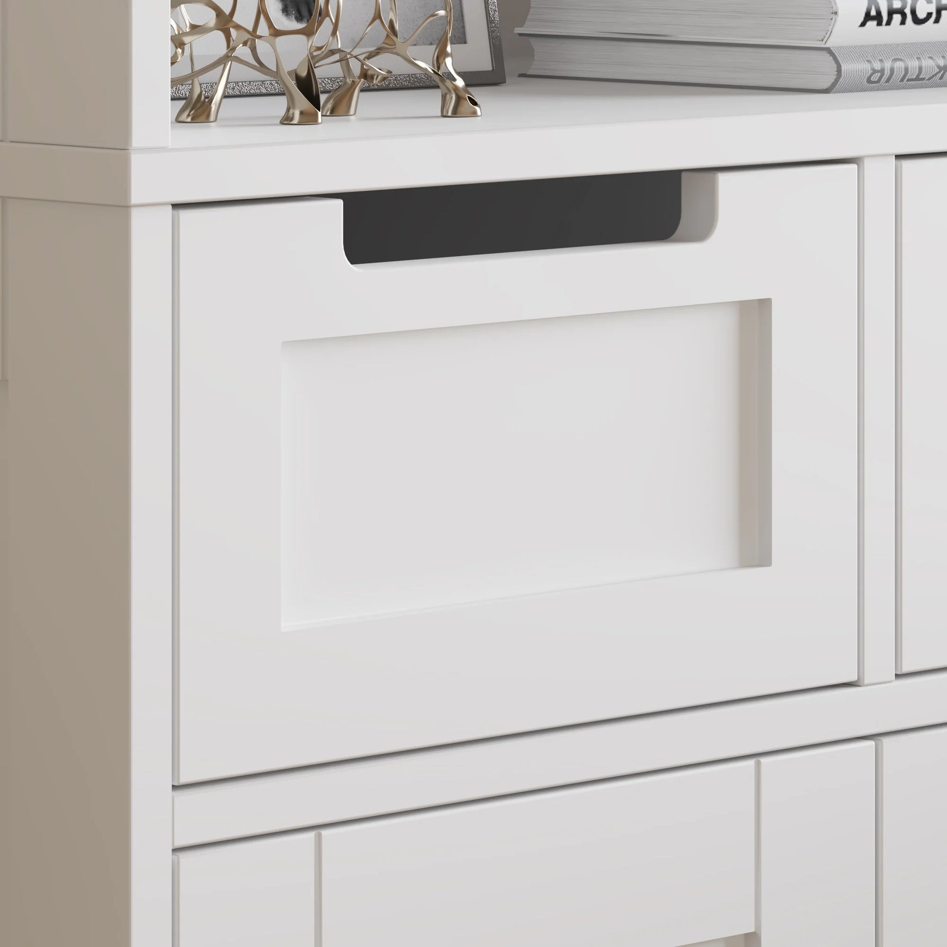 Ktaxon Wooden Bathroom Floor Cabinet with 4 Drawers & 1 Cupboard for Living Room Entryway, White - Product image 22