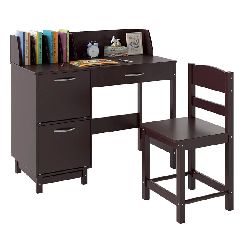 Wooden Kids Desk and Chair Set with Hutch, Storage Drawer & Cabinet - Product image 23