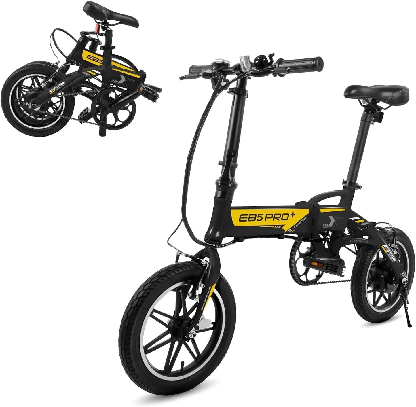 Swagtron Swagcycle EB5 Pro Plus Lightweight Aluminum Folding Electric Bike with Pedals - Product image 1