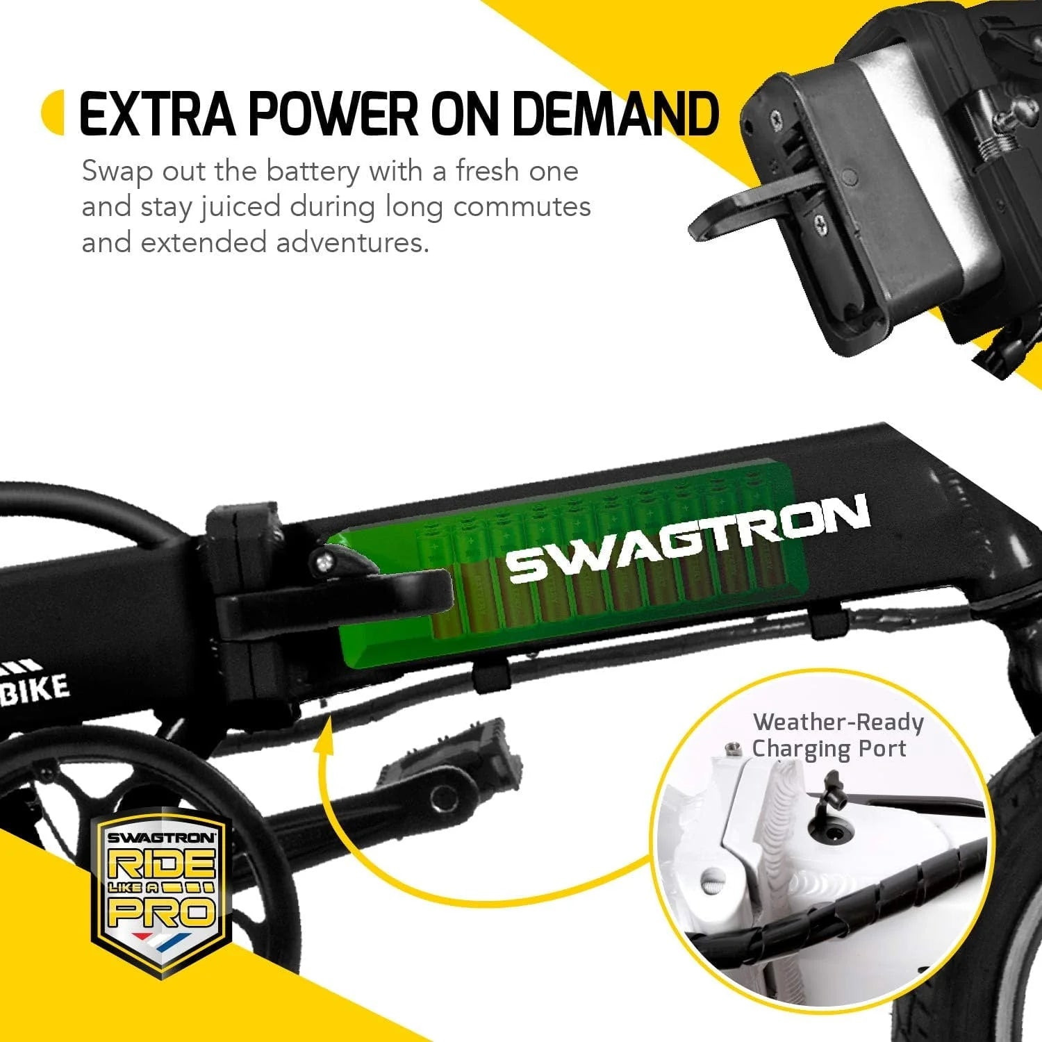 Swagtron Swagcycle EB5 Pro Plus Lightweight Aluminum Folding Electric Bike with Pedals - Product image 2