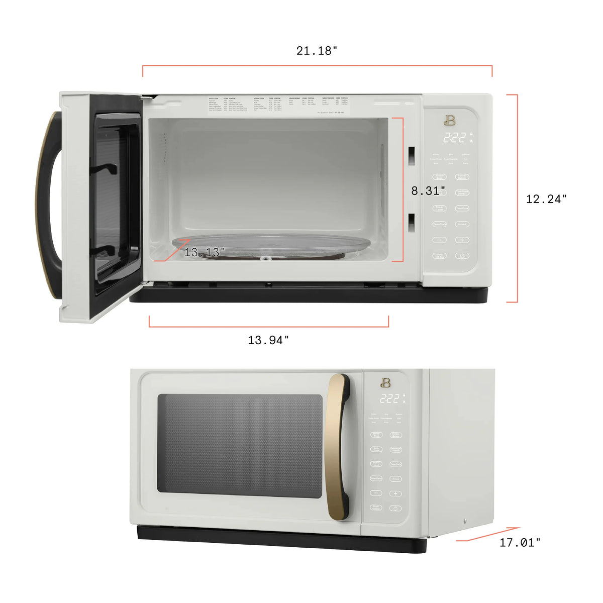 Beautiful 1.1 cu ft 1000 Watt, Sensor Microwave Oven, White Icing by Drew Barrymore, New - Product image 4
