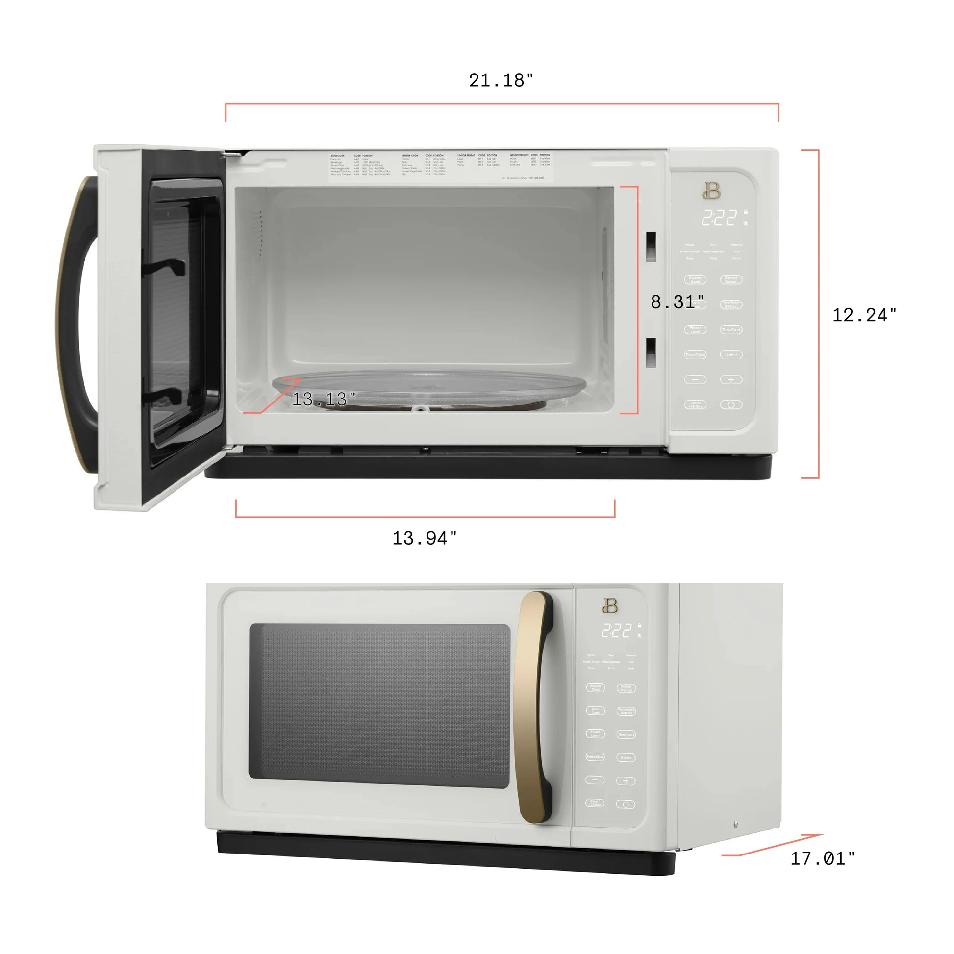 Beautiful 1.1 cu ft 1000 Watt, Sensor Microwave Oven, White Icing by Drew Barrymore, New - Product image 4
