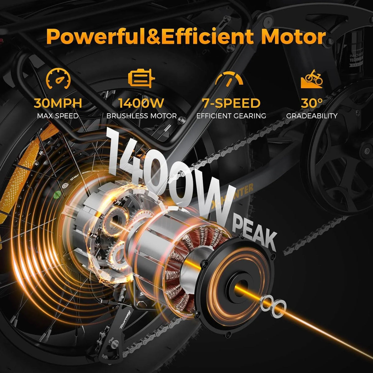 Jasion X - Hunter Electric Bike for Adults, 750W Motor Electric Bicycle with 48V 13AH Removable Battery - Product image 2