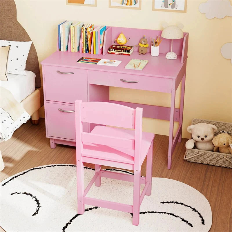 Wooden Kids Desk and Chair Set with Hutch, Storage Drawer & Cabinet - Product image 33