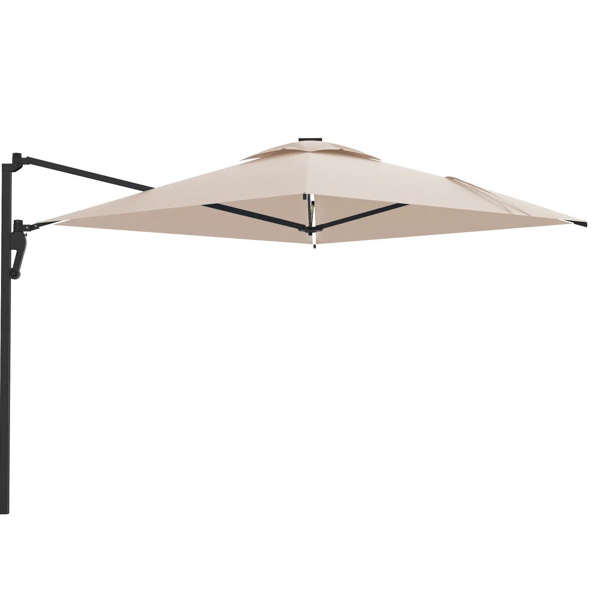 AECOJOY 10FT Large Patio Umbrella with Solar Lights, Rectangle Wall Mounted Outdoor Patio Umbrella, Beige - Product image 1
