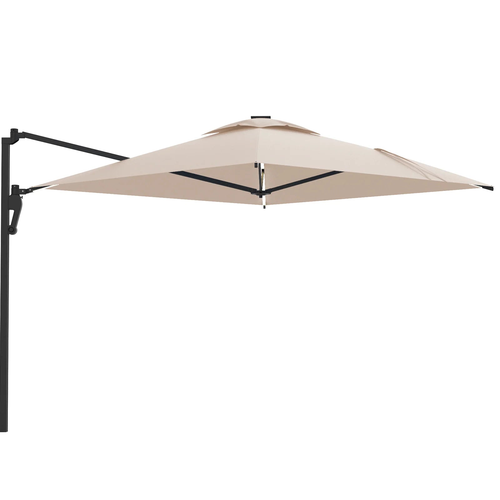 AECOJOY 10FT Large Patio Umbrella with Solar Lights, Rectangle Wall Mounted Outdoor Patio Umbrella, Beige - Product image 1