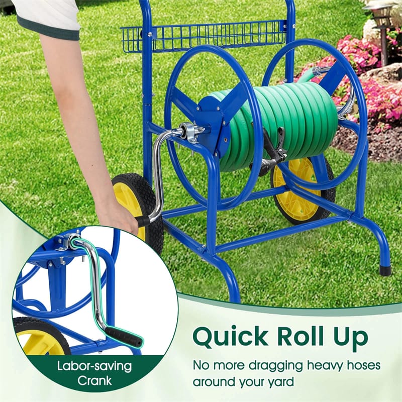Garden Hose Reel Cart Holds 230FT of 5/8" Hose, Heavy-Duty Hose Cart with 2 Wheels & Storage Basket - Product image 18