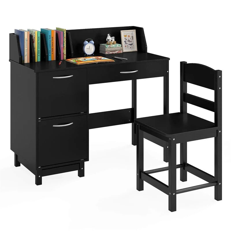 Wooden Kids Desk and Chair Set with Hutch, Storage Drawer & Cabinet - Product image 3