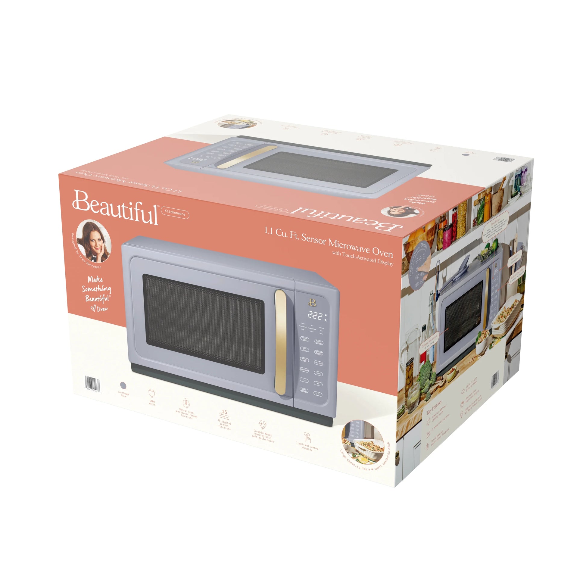 Beautiful 1.1 cu ft 1000 Watt, Sensor Microwave Oven, White Icing by Drew Barrymore, New - Product image 23