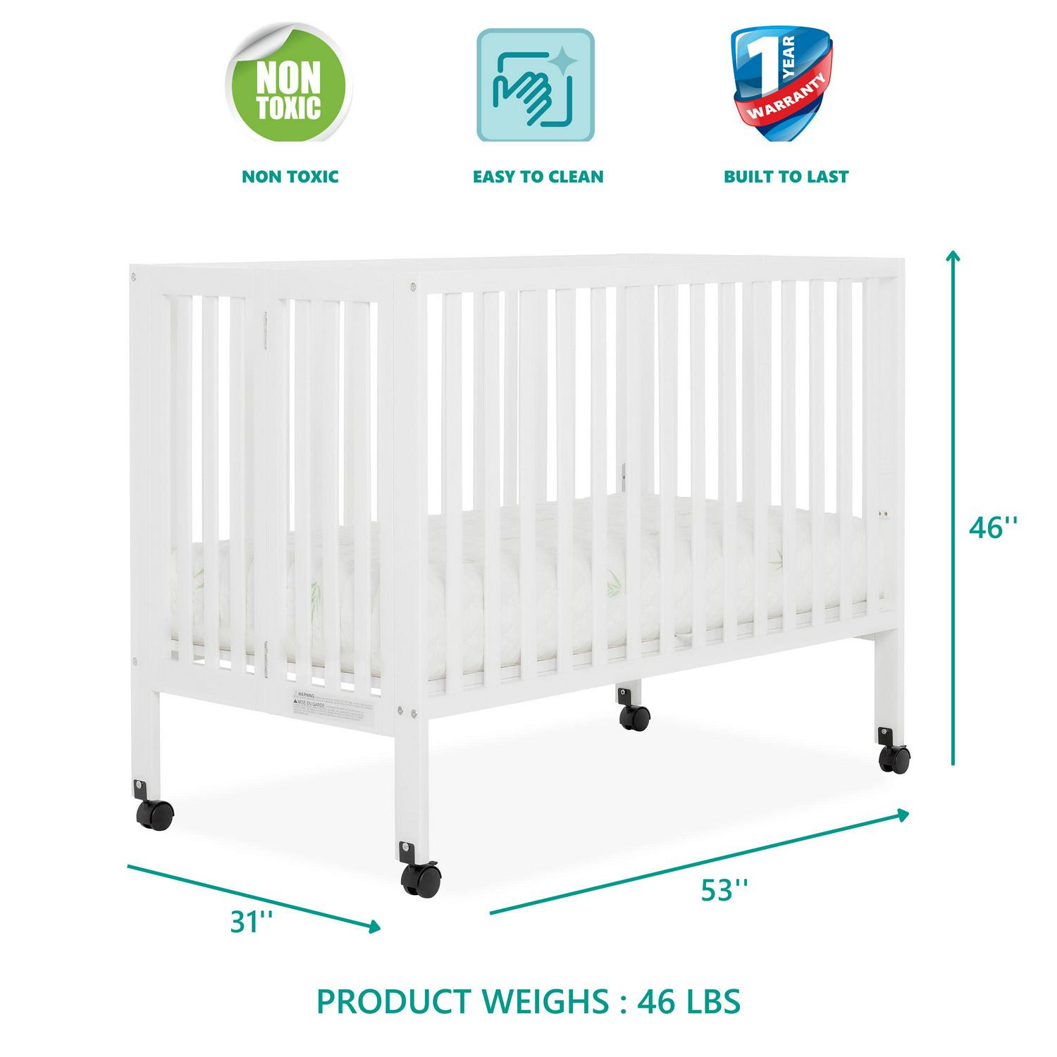 Dream on Me Quinn Full - Size Folding Crib. Removable Wheels. Modern Nursey. Adjustable Mattress Support - Product image 4